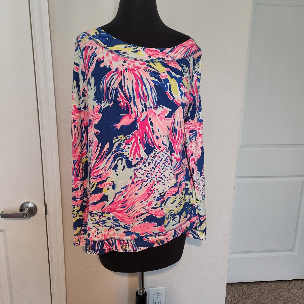 Lilly Pulitzer Women's Floral Print Top - Pink and Blue